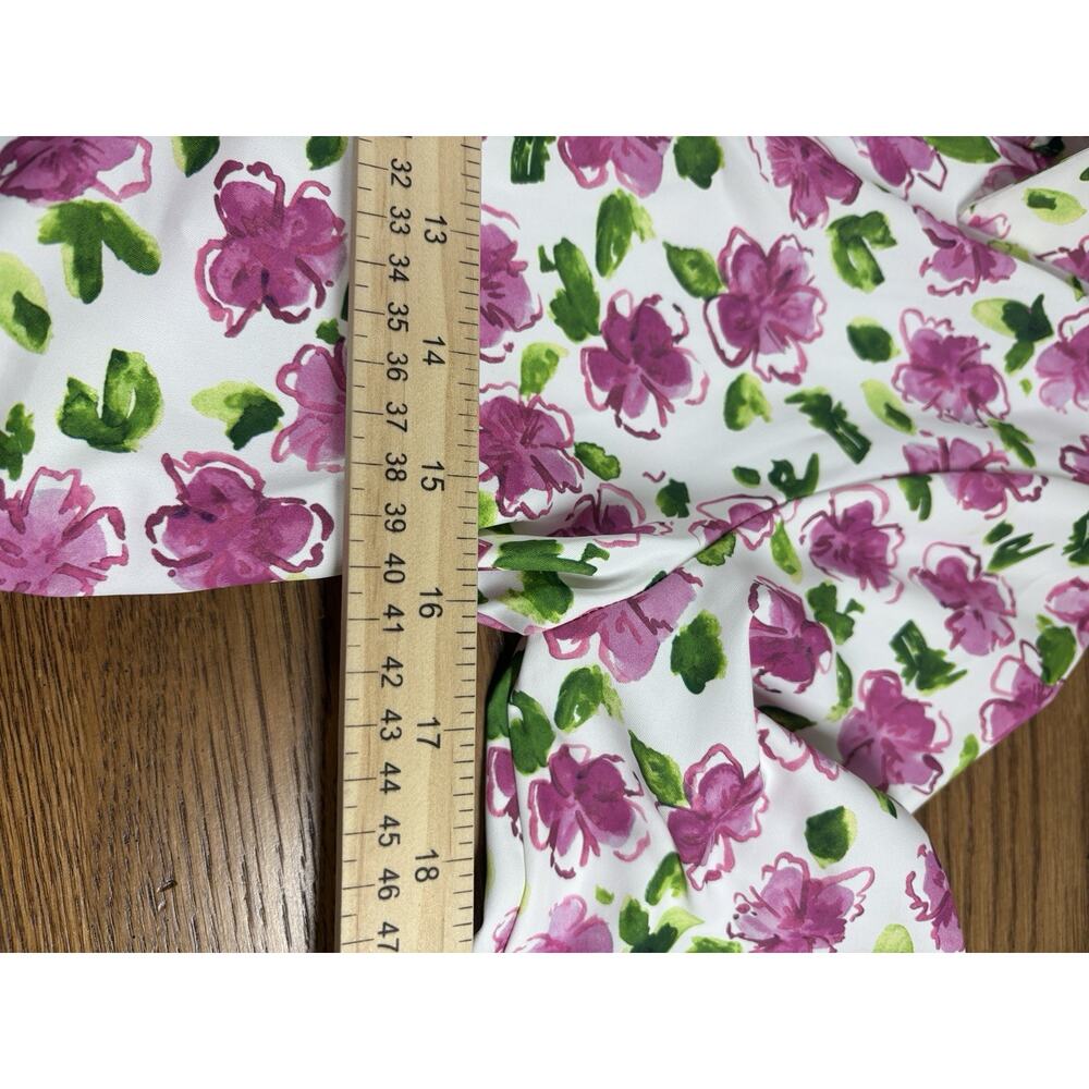 Zara Top Womens Size S White Pink Floral Silky Bloggers Fave Button Up‎ Blouse - Picture 8 of 13